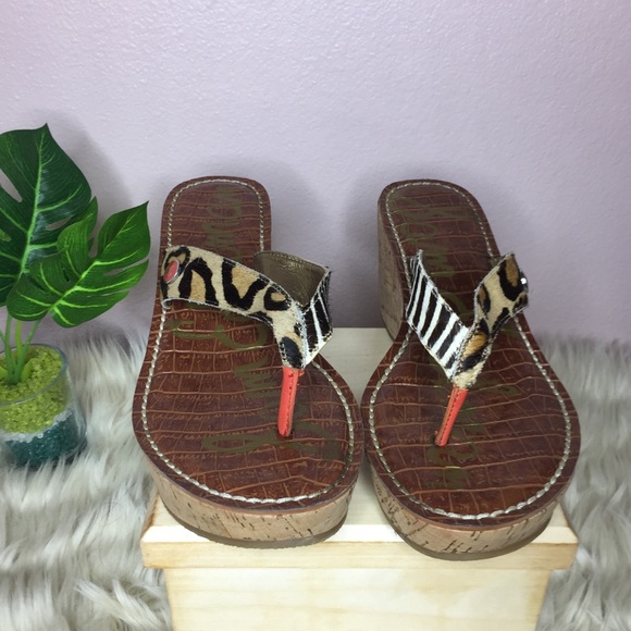 Sam Edelman Romy Cork Flip Flop Wedge Size 6.5 - Picture 3 of 8